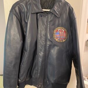 Vintage Men’s L black leather Crosby,Stills Nash road crew jacket